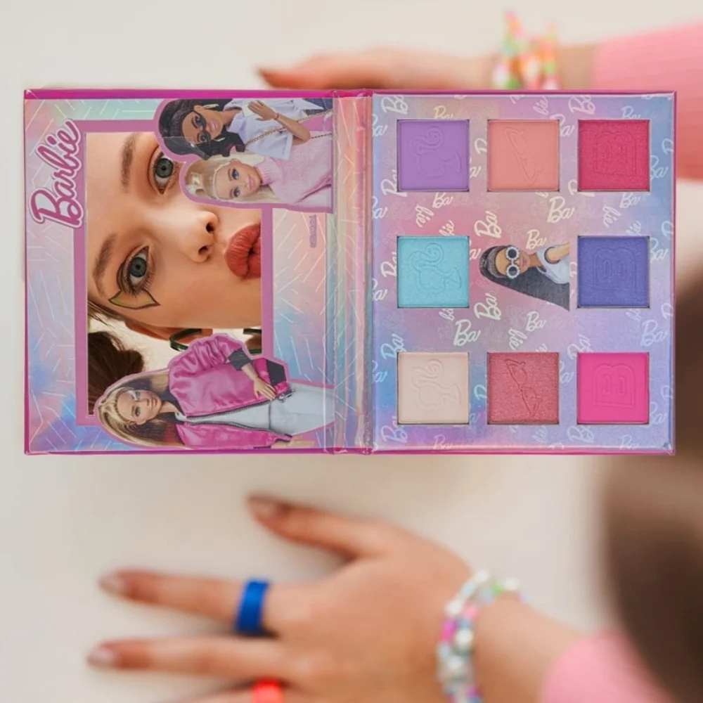 NEW Barbie Townley Eyeshadow Palette with Mirror 3 Piece Makeup Brush Set